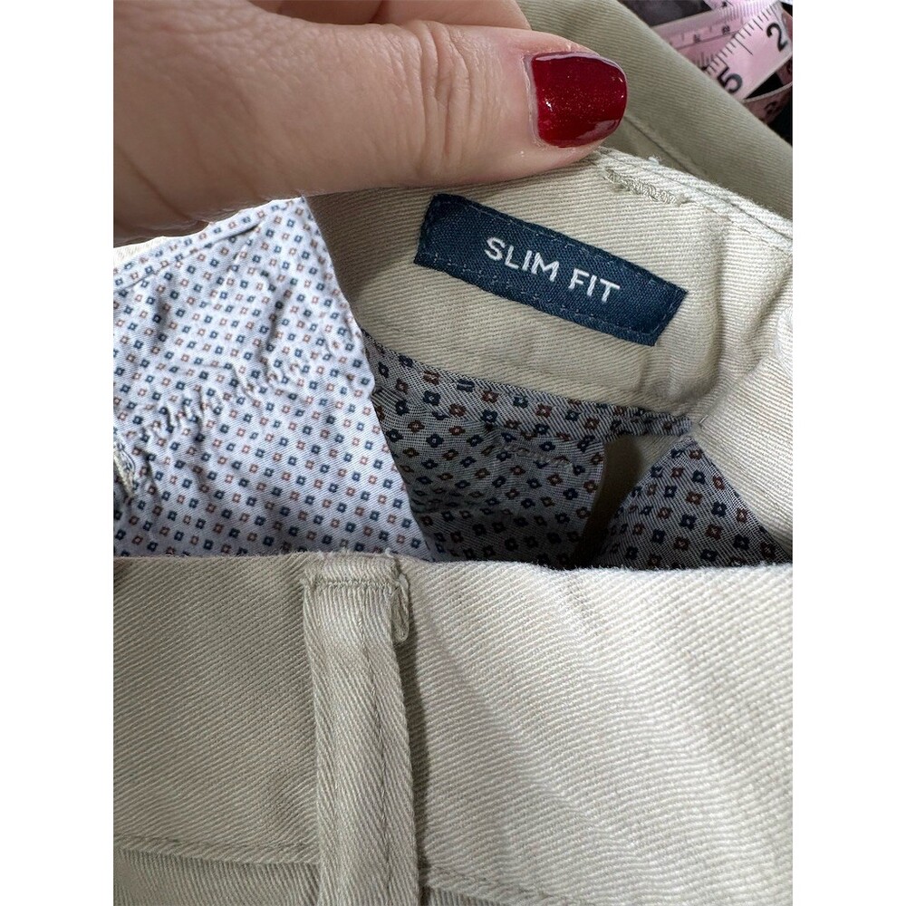 Taylrd Chino Pants Mens 34x32 Beige Flat Front Straight Leg Business - Picture 8 of 10